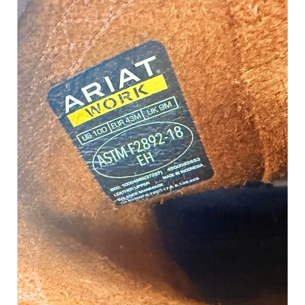 Ariat Work Pull On Western Boots ASTM EH Slip Resistant Oil Resistant Men's 10D